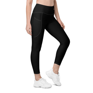 Leggings High Waist with Pockets Workout Athletic Compression Black Jogging Pants