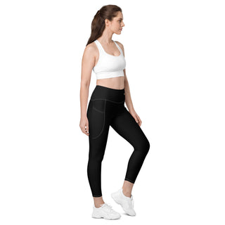 Leggings High Waist with Pockets Workout Athletic Compression Black Jogging Pants