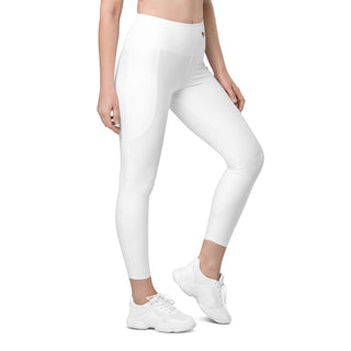 Leggings High Waist with Pockets Workout Athletic Compression White Jogging Pants