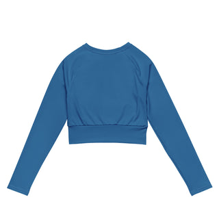 Crop Top Blue Long-Sleeve UPF 50 Plus Protection Sporty Eco-Friendly Crop Top