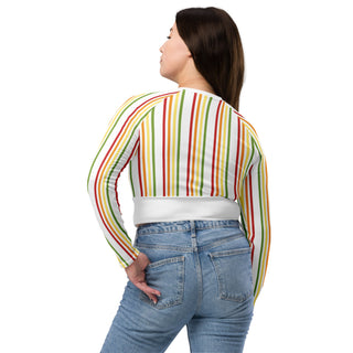 Crop Top Long-Sleeve Striped UPF 50 Plus Protection Sporty Eco-Friendly Crop Top