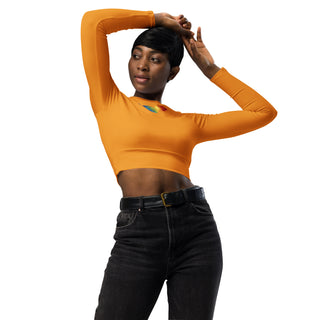 Crop Top Orange Long-Sleeve UPF 50 Plus Protection Sporty Eco-Friendly Crop Top