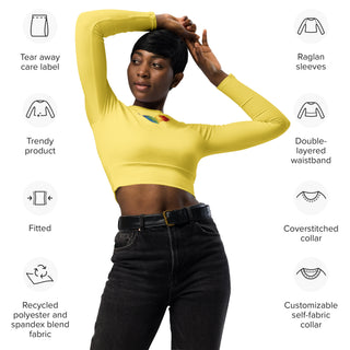 Crop Top Yellow Long-Sleeve UPF 50 Plus Protection Sporty Eco-Friendly Crop Top