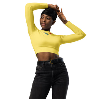 Crop Top Yellow Long-Sleeve UPF 50 Plus Protection Sporty Eco-Friendly Crop Top