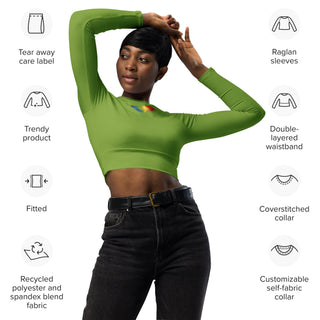 Crop Top Green Long-Sleeve UPF 50 Plus Protection Sporty Eco-Friendly Crop Top