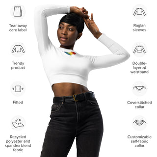 Crop Top White Long-Sleeve UPF 50 Plus Protection Sporty Eco-Friendly Crop Top