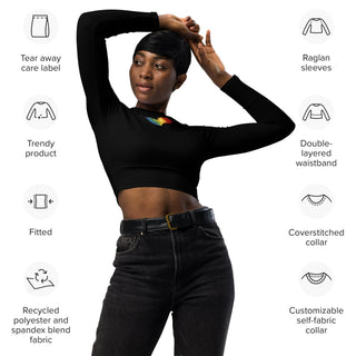 Crop Top Black Long-Sleeve UPF 50 Plus Protection Sporty Eco-Friendly Crop Top