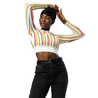 Crop Top Long-Sleeve Striped UPF 50 Plus Protection Sporty Eco-Friendly Crop Top