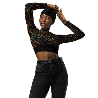 Crop Top Long-Sleeve UPF 50 Plus Protection Rainbow Geometric Sporty Eco-Friendly Crop Top