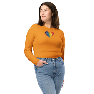 Crop Top Orange Long-Sleeve UPF 50 Plus Protection Sporty Eco-Friendly Crop Top