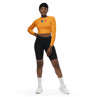 Crop Top Orange Long-Sleeve UPF 50 Plus Protection Sporty Eco-Friendly Crop Top