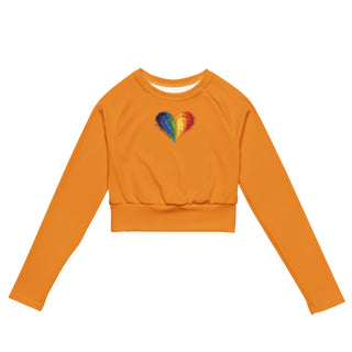 Crop Top Orange Long-Sleeve UPF 50 Plus Protection Sporty Eco-Friendly Crop Top