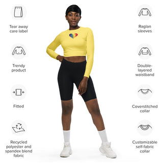 Crop Top Yellow Long-Sleeve UPF 50 Plus Protection Sporty Eco-Friendly Crop Top