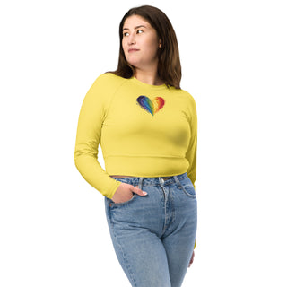 Crop Top Yellow Long-Sleeve UPF 50 Plus Protection Sporty Eco-Friendly Crop Top