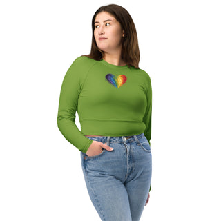 Crop Top Green Long-Sleeve UPF 50 Plus Protection Sporty Eco-Friendly Crop Top