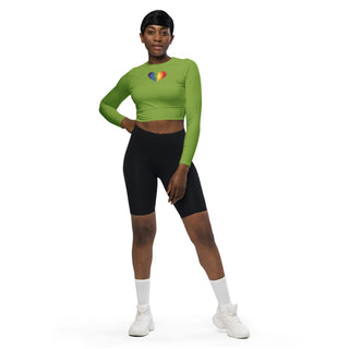 Crop Top Green Long-Sleeve UPF 50 Plus Protection Sporty Eco-Friendly Crop Top