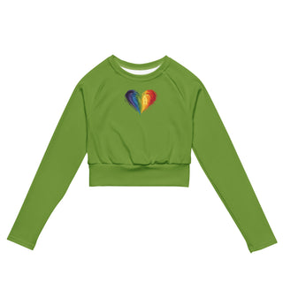 Crop Top Green Long-Sleeve UPF 50 Plus Protection Sporty Eco-Friendly Crop Top