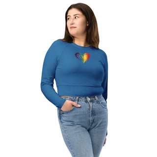 Crop Top Blue Long-Sleeve UPF 50 Plus Protection Sporty Eco-Friendly Crop Top