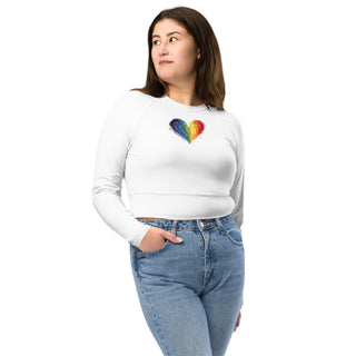 Crop Top White Long-Sleeve UPF 50 Plus Protection Sporty Eco-Friendly Crop Top