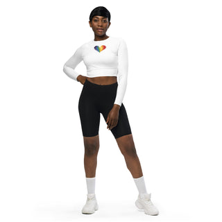 Crop Top White Long-Sleeve UPF 50 Plus Protection Sporty Eco-Friendly Crop Top