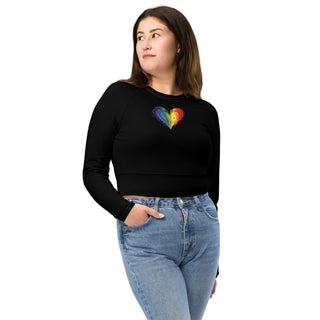 Crop Top Black Long-Sleeve UPF 50 Plus Protection Sporty Eco-Friendly Crop Top