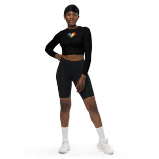 Crop Top Black Long-Sleeve UPF 50 Plus Protection Sporty Eco-Friendly Crop Top