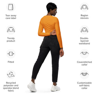 Crop Top Orange Long-Sleeve UPF 50 Plus Protection Sporty Eco-Friendly Crop Top