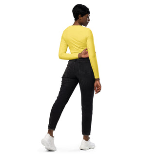 Crop Top Yellow Long-Sleeve UPF 50 Plus Protection Sporty Eco-Friendly Crop Top