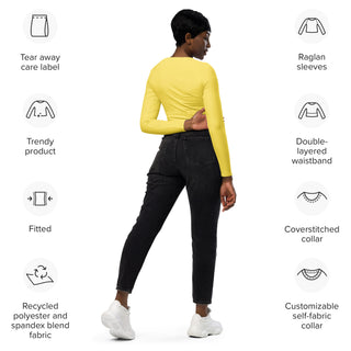 Crop Top Yellow Long-Sleeve UPF 50 Plus Protection Sporty Eco-Friendly Crop Top