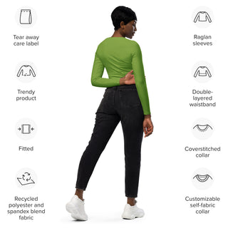 Crop Top Green Long-Sleeve UPF 50 Plus Protection Sporty Eco-Friendly Crop Top