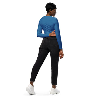 Crop Top Blue Long-Sleeve UPF 50 Plus Protection Sporty Eco-Friendly Crop Top