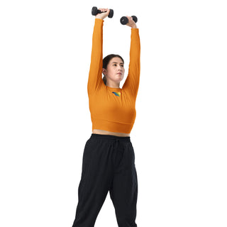 Crop Top Orange Long-Sleeve UPF 50 Plus Protection Sporty Eco-Friendly Crop Top