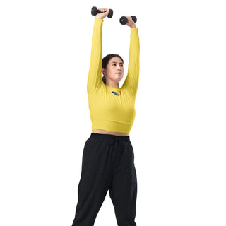 Crop Top Yellow Long-Sleeve UPF 50 Plus Protection Sporty Eco-Friendly Crop Top