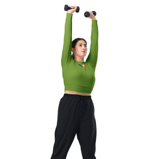 Crop Top Green Long-Sleeve UPF 50 Plus Protection Sporty Eco-Friendly Crop Top