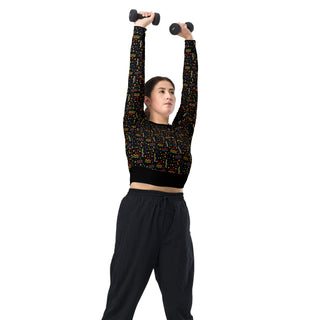 Crop Top Long-Sleeve UPF 50 Plus Protection Rainbow Geometric Sporty Eco-Friendly Crop Top