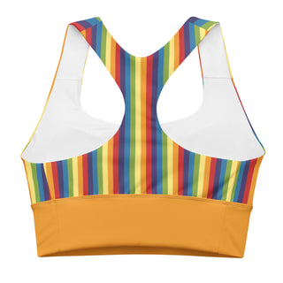 Sports Bra Orange Rainbow Stripe Eco Friendly Longline Athletic Bra