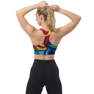 Sports Bra Rainbow Swirl Eco Friendly Longline Athletic Bra