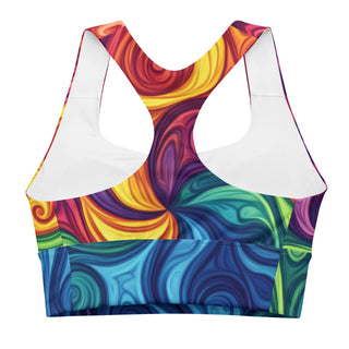 Sports Bra Rainbow Swirl Eco Friendly Longline Athletic Bra