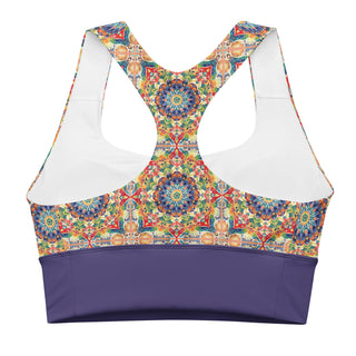 Sports Bra Rainbow Geometric Sports Bra Eco Friendly Longline Athletic Bra