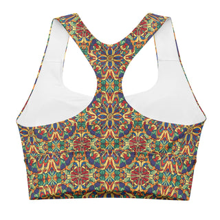 Sports Bra Rainbow Geometric Sports Bra Eco Friendly Longline Athletic Bra