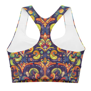 Sports Bra Colorful Vibrant Sports Bra Eco Friendly Longline Athletic Bra