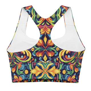 Sports Bra Colorful Vibrant Eco Friendly Longline Athletic Bra