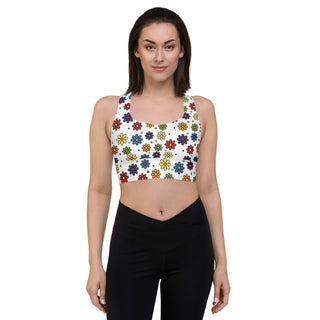 Sports Bra White Floral Sports Bra Eco Friendly Longline Athletic Bra