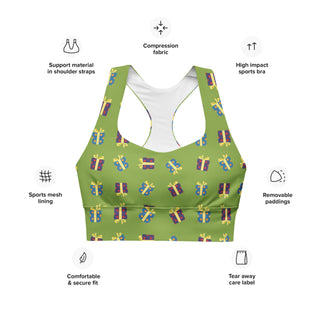 Sports Bra Green Christmas Presents Sports Bra Eco Friendly Longline Athletic Bra