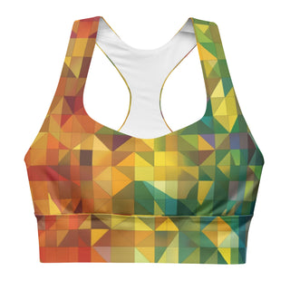 Sports Bra Colorful Geometric Sports Bra Eco Friendly Longline Athletic Bra