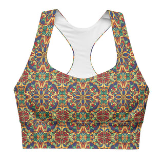 Sports Bra Rainbow Geometric Sports Bra Eco Friendly Longline Athletic Bra