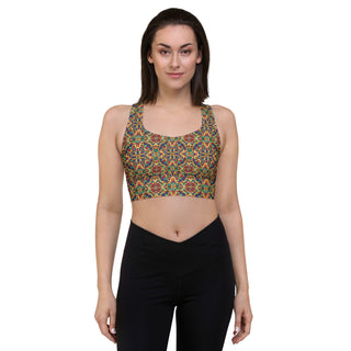 Sports Bra Rainbow Geometric Sports Bra Eco Friendly Longline Athletic Bra