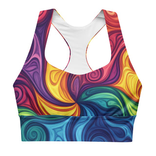 Sports Bra Rainbow Swirl Eco Friendly Longline Athletic Bra