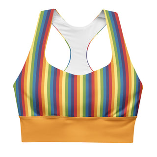 Sports Bra Orange Rainbow Stripe Eco Friendly Longline Athletic Bra