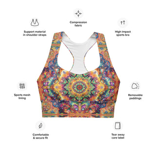 Sports Bra Colorful Mandala Eco Friendly Longline Athletic Bra